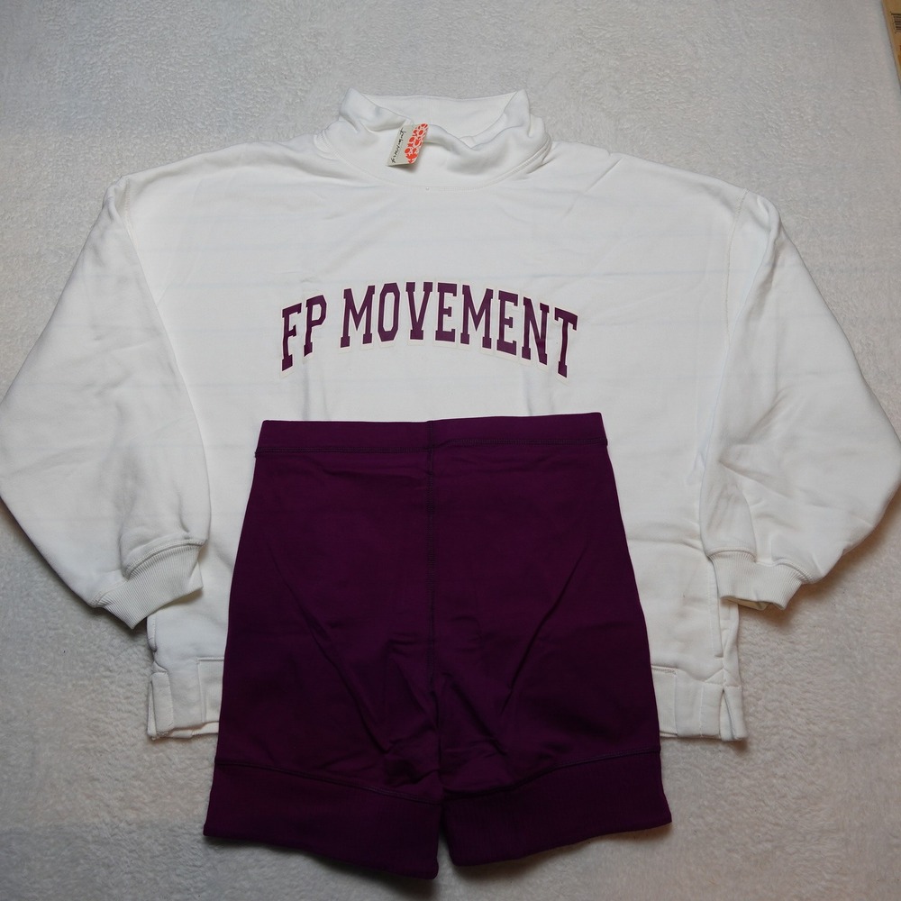 Free People Movement Victory Set Women's L White Mulberry Pullover Top OB2049022